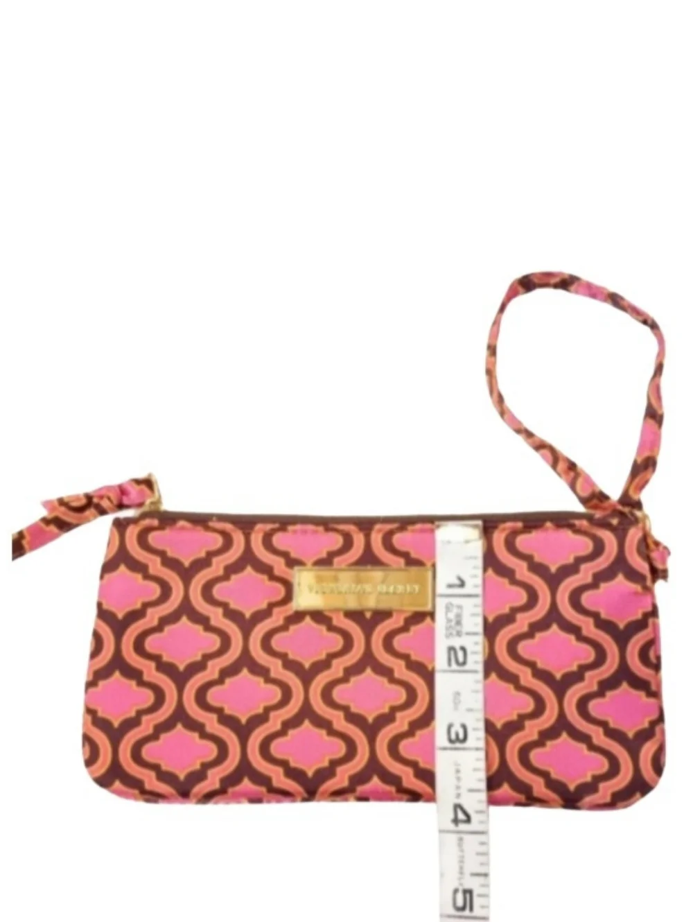 Victoria's Secret Wristlet | EUC | Pink, Brown & Yellow | Goldtone Hardward